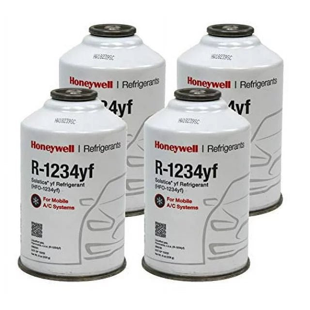 Honeywell-R1234YF-AC-Refrigerant-for-Mobile-Systems-Solstice-HFO-1234YF-4-8oz-Cans.jpg R-1234yf Refrigerant – 4 Cans (8oz Each) with HD Brass Can Tap – UK Stock - Image 1