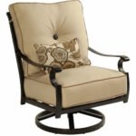Castelle High Back Lounge Swivel Rocker in Antique Dark Rum Finish with Idol Seagull Cushions