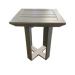Castelle Moderna 16″ Square Side Table with Slat Top in Platinum Tex Finish