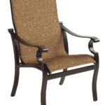 Castelle Monterey Sling Dining Chair with Antique Dark Rum Frame and Keetley Birch Fabric