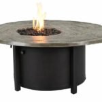 Castelle Nature’s Wood Oblong Fire Pit Coffee Table with Natural Weathered Wood Top and Antique Dark Rum Finish on Base