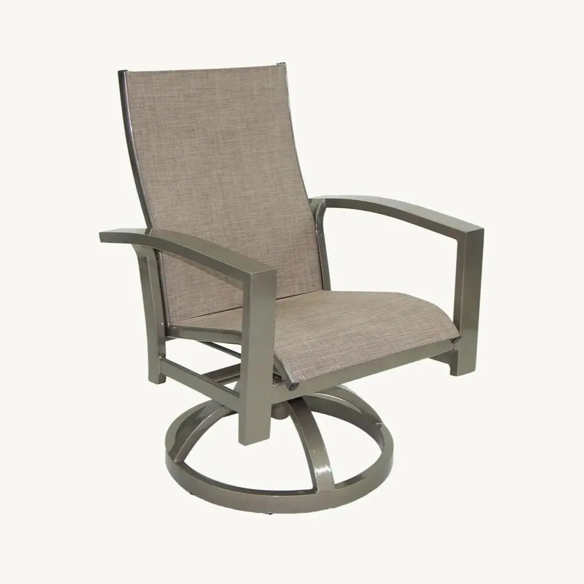 castelle-orion-sling-dining-swivel-rocker-chair-in-antique-dark-rum-finish-with-augustine-oyster-sling-55011758571797.jpg Castelle Orion Sling Dining Swivel Rocker Chair in Antique Dark Rum Finish with Augustine Oyster Sling - Image 1