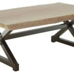 Castelle Oxford Rectangular Coffee Table with Live Edge Mahogany Top and Antique Walnut Finish on Base