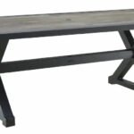Castelle Oxford Rectangular Dining Table with Bronze Aluminum Slate Top and Weathered Wood Finish on Base