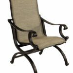 Castelle Telluride Sling Dining Chair with Antique Dark Rum Frame and Augustine Oyster Sling
