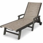 POLYWOOD Coastal Chaise Sling Lounge with Vintage Coffee Finish and Onyx Sling