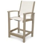 POLYWOOD Coastal Counter Sling Chair Vintage Sahara with Parchment Sling