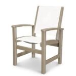 POLYWOOD Coastal Dining Sling Chair Vintage Sahara with White Sling