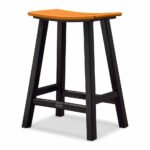 POLYWOOD Contempo Saddle Counter Stool with Black Legs and Tangerine Seat