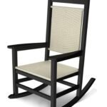 POLYWOOD Presidential Woven Rocking Chair with Black Frame and White Loom