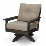 POLYWOOD Vineyard Deep Seating Swivel Chair in Vintage Coffee and Cast Ash Cushion