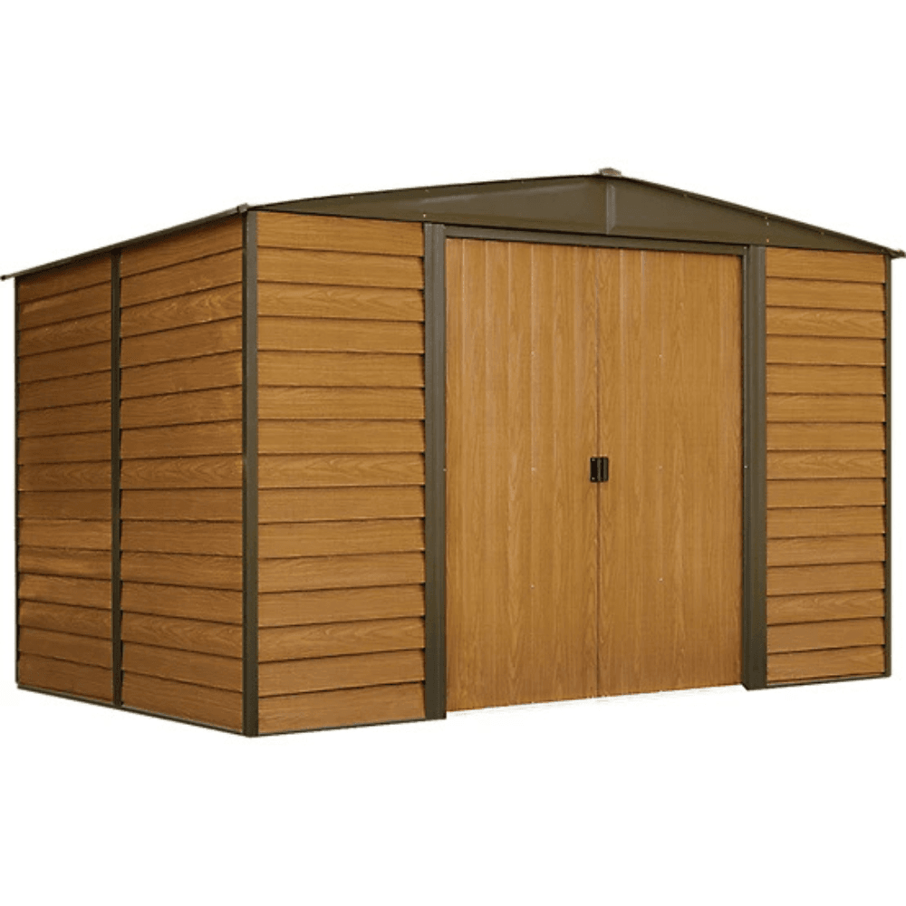 pop-product-230-image-1.png Arrow 10 ft. x 8 ft. Woodridge Shed – Durable Metal Storage with Woodgrain Finish - Image 1