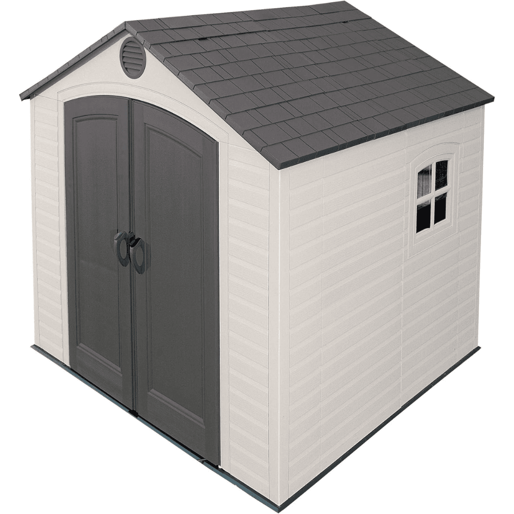 pop-product-253-image-1.png Lifetime 8’ x 7.5’ Outdoor Storage Shed, Light Brown - Image 1