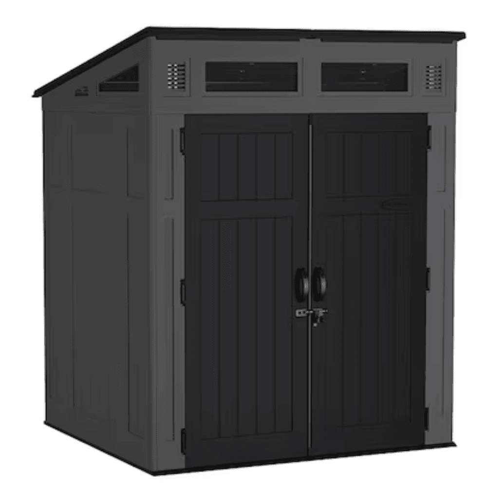 pop-product-267-image-1.png Suncast 6-Feet x 4-Feet Modernist Lean-to Resin Storage Shed (Floor Included) in Gray | BMS6583T - Image 1