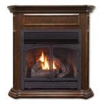 Duluth Forge Dual Fuel Ventless Gas Fireplace With Mantel – 32,000 BTU, T-Stat Control, Nutmeg Finish – Model# DFS-400T-4NG