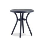 Ratana Palm Harbor 18″ Round End Table with Durawood Top and Leather Antique Brown Weave on Legs