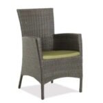 Ratana Palm Harbor Arm Chair in Leather Antique Brown Weave with Aries Marble Seat Cushion
