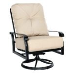 Woodard Cortland Cushion XL Big Man Swivel Rocker with Twilight Frame and Chartres Malt Fabric